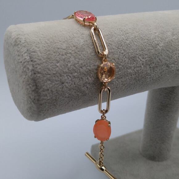 Lauren Ralph Lauren Mixed Stone Cultured Freshwater Pearl Chain Link Bracelet - Picture 6 of 7